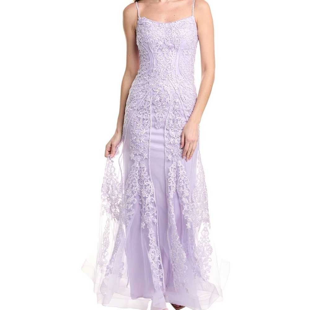 Jovani Purple Spaghetti Strap Sleeveless Gown